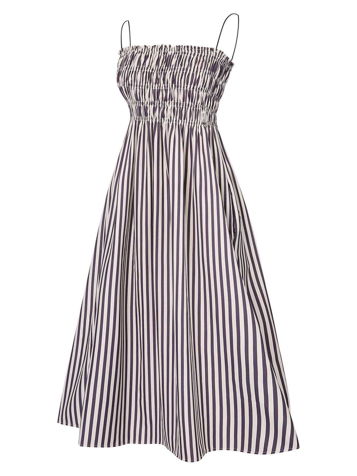 Black 1950s Stripe Wrinkles Spaghetti Straps Dress, vintage dress, retro fashion, rockabilly, pin-up fashion - perfect for women who love vintage and retro fashion