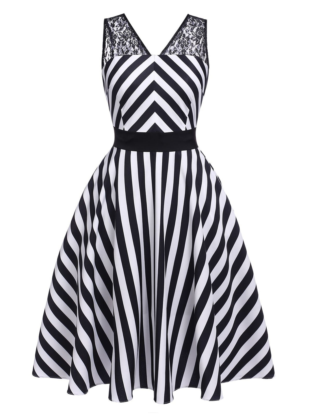 1950s Stripes Lace Swing Dress | 1950s | vintage dress, retro fashion