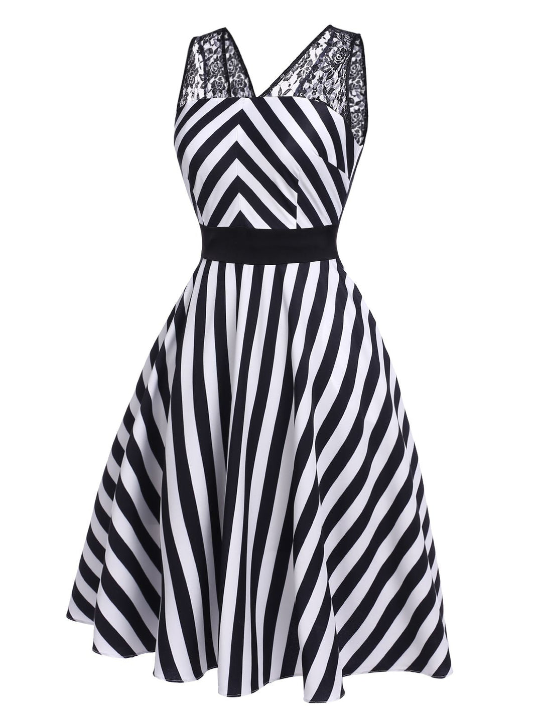 1950s Stripes Lace Swing Dress | 1950s | vintage dress, retro fashion