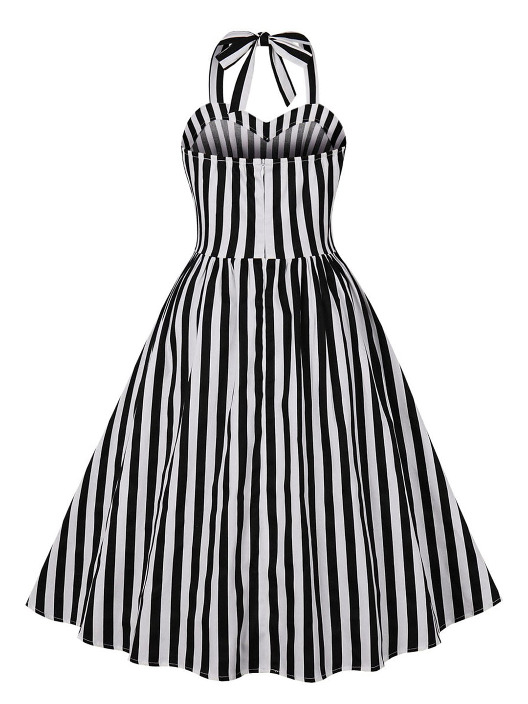 Black 1950s Vertical Stripes Halter Dress: where 1950s romance meets her modern spirit