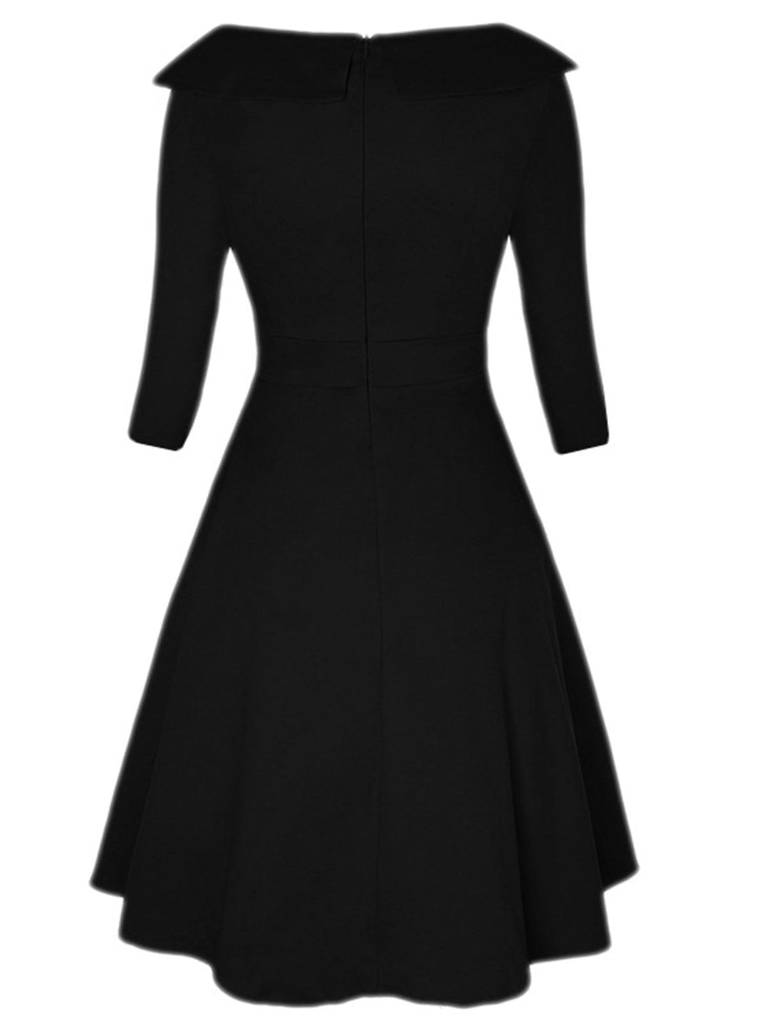 Black 1950s Wide Lapel Polka Dots Patchwork Dress: where 1950s romance meets her modern spirit
