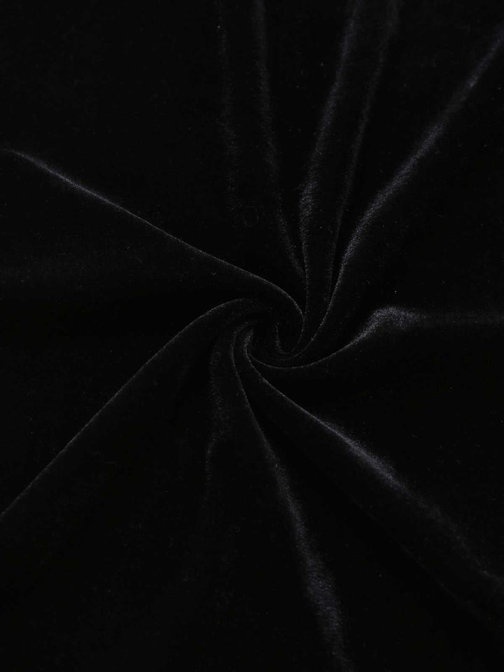 Black 1960s Bat Neckline Velvet Slit Dress - vintage dress, retro fashion, classic black