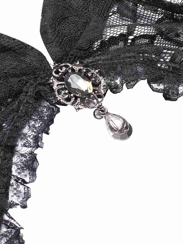 Black 1960s Flare Sleeved Lace Rhinestone Sheer Cape, vintage fashion, retro style - perfect for women who love vintage and retro fashion