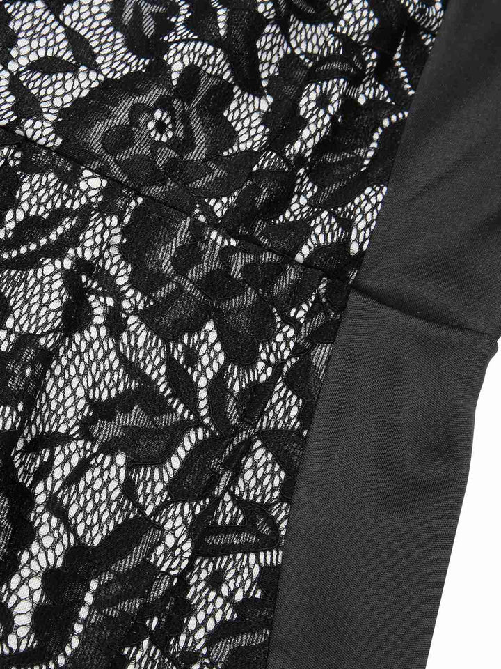 Black 1960s Floral Lace Slit Sleeveless Dress, vintage dress, retro fashion, floral print, lace detail - perfect for women who love vintage and retro fashion