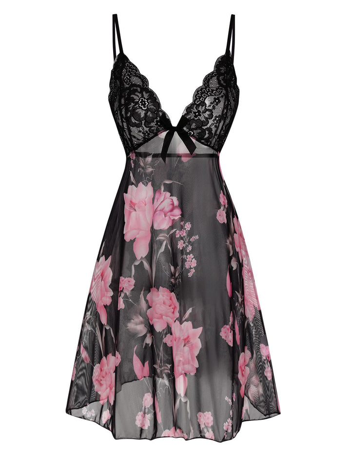 Floral Lace Straps Nightdress | | vintage dress, retro fashion