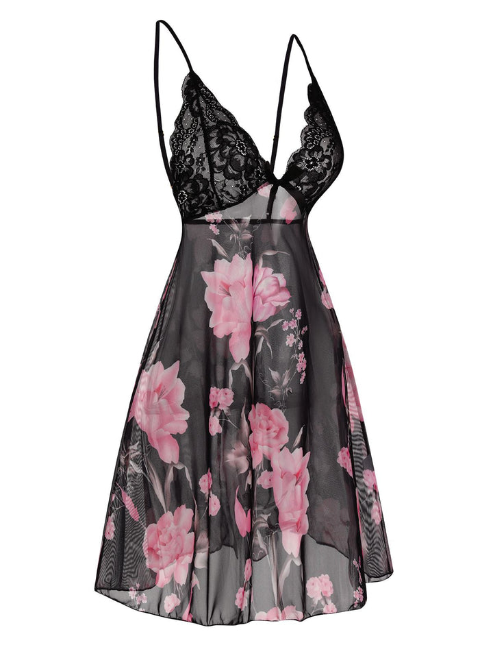Floral Lace Straps Nightdress | | vintage dress, retro fashion