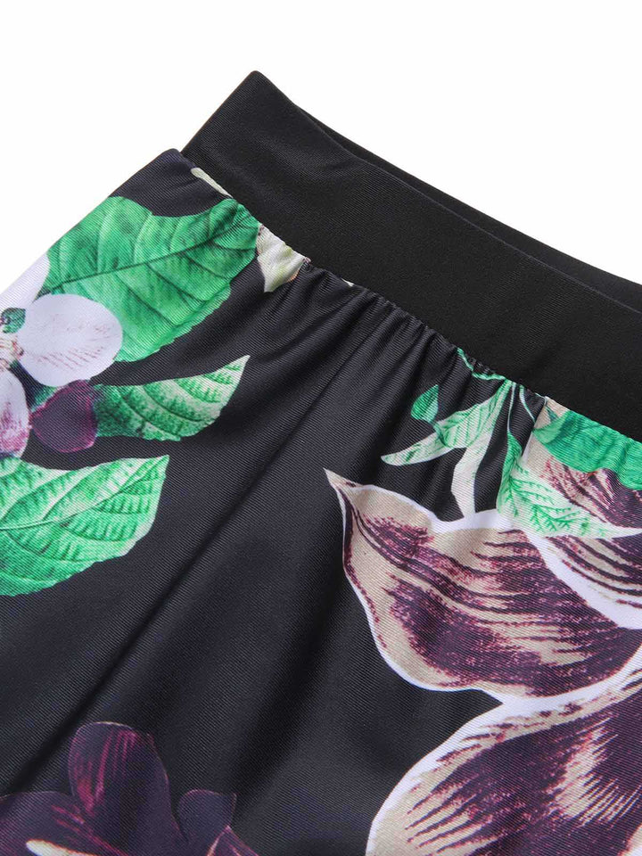 Black 1960s Floral Swimsuit Set - vintage swimsuit, pin-up style, classic black