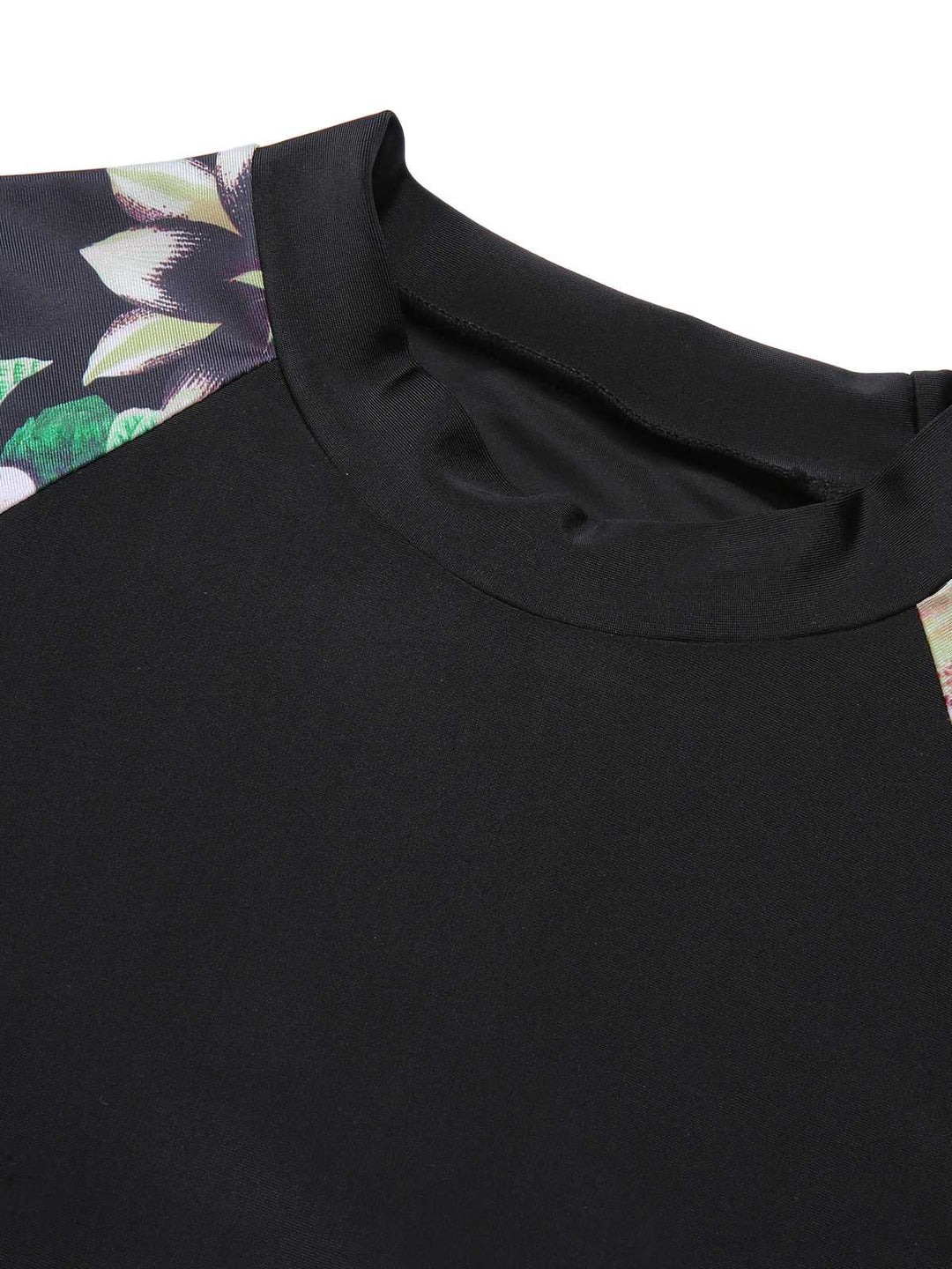 Black 1960s Floral Swimsuit Set - vintage swimsuit, pin-up style, classic black