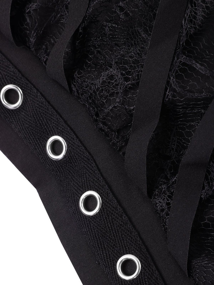 Black 1960s Grommet Halloween Spider Web Lace Skirt — because 1960s glamour deserves an encore