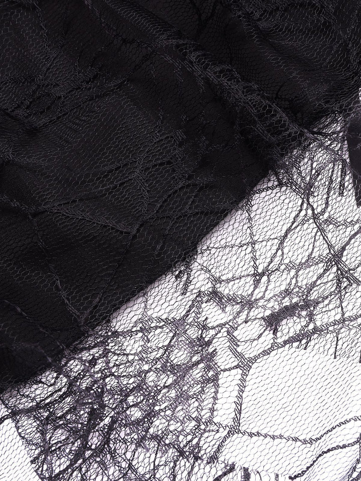 Black 1960s Grommet Halloween Spider Web Lace Skirt — 1960s femininity that moves with her mood