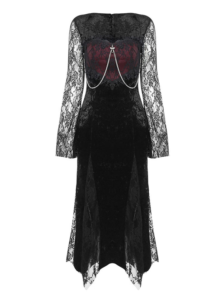 Black 1960s Halloween Slit Lace Dress, vintage dress, retro fashion, lace detail - perfect for women who love vintage and retro fashion
