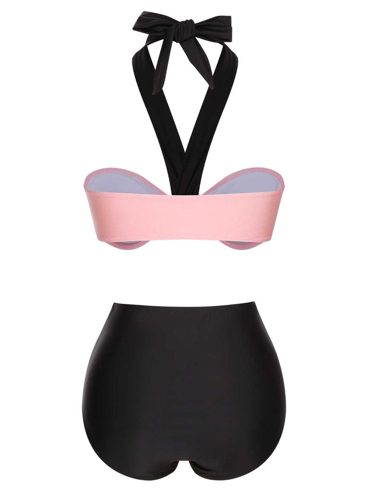Black 1960s Halter Contrast Swimsuit — because 1960s glamour never goes out of style