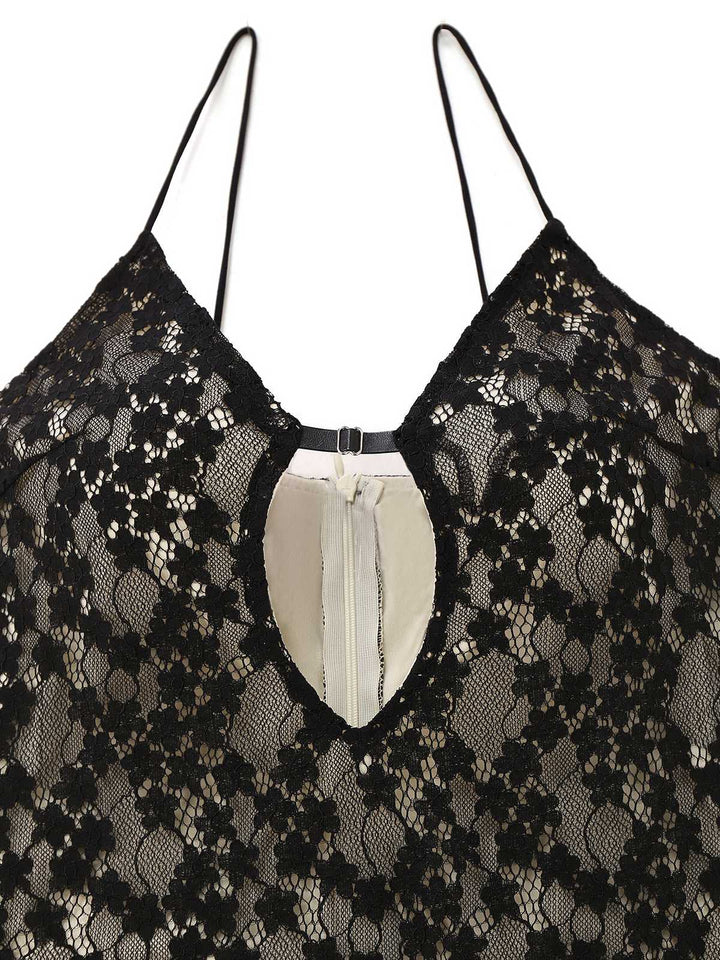 Black 1960s Hollow Floral Lace Bodycon Dress - vintage dress, retro fashion, classic black