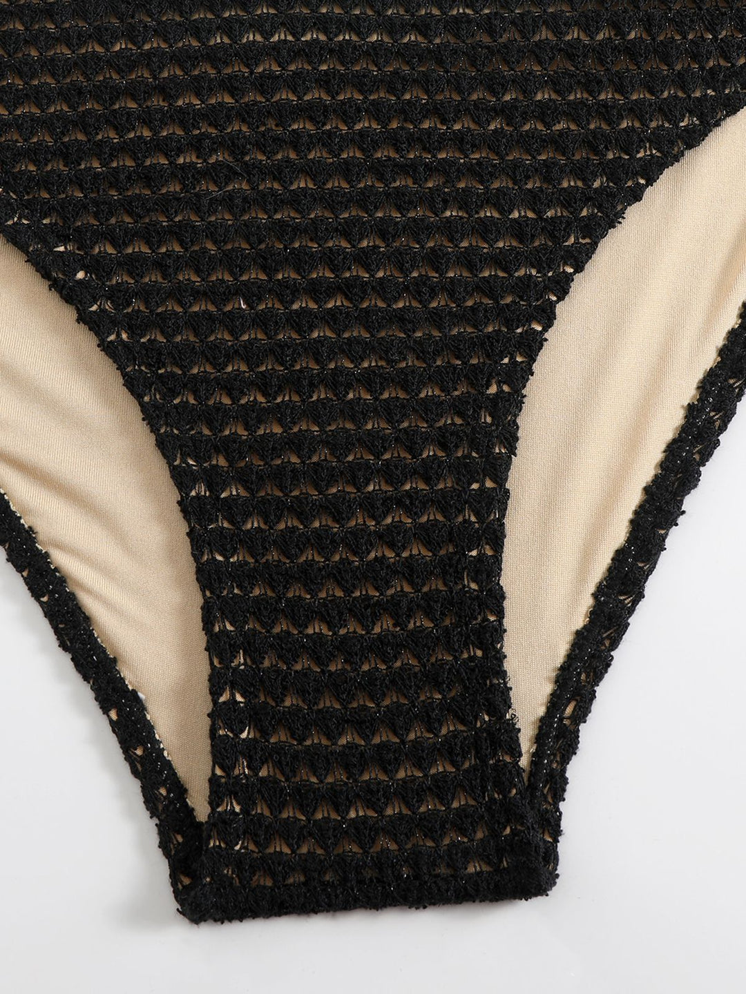 Black 1960s Knitted Beaded Bikini Set - vintage fashion, retro style, classic black
