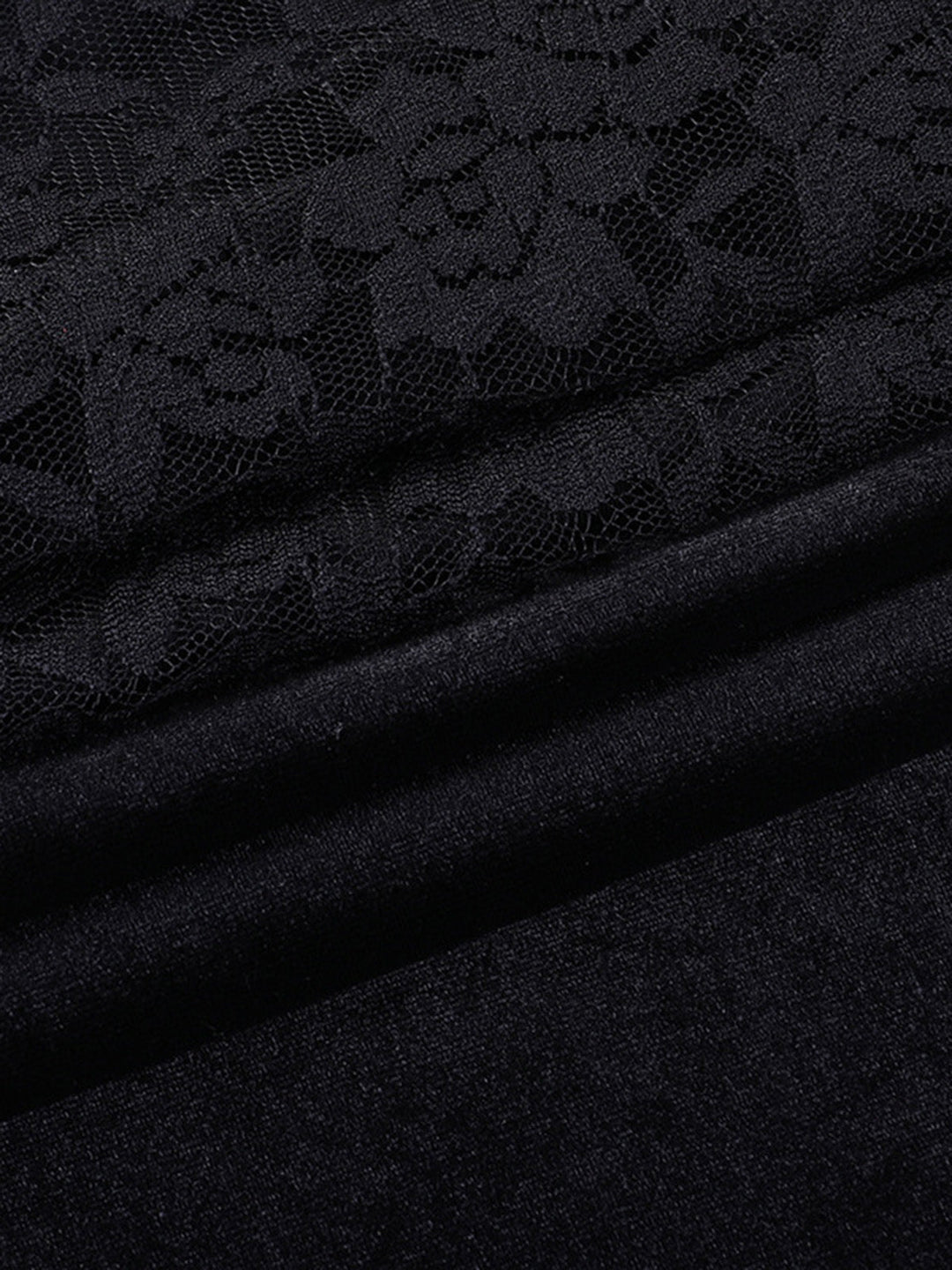Black 1960s Lace Feather Hem Velvet Bodycon Dress - vintage dress, retro fashion, classic black