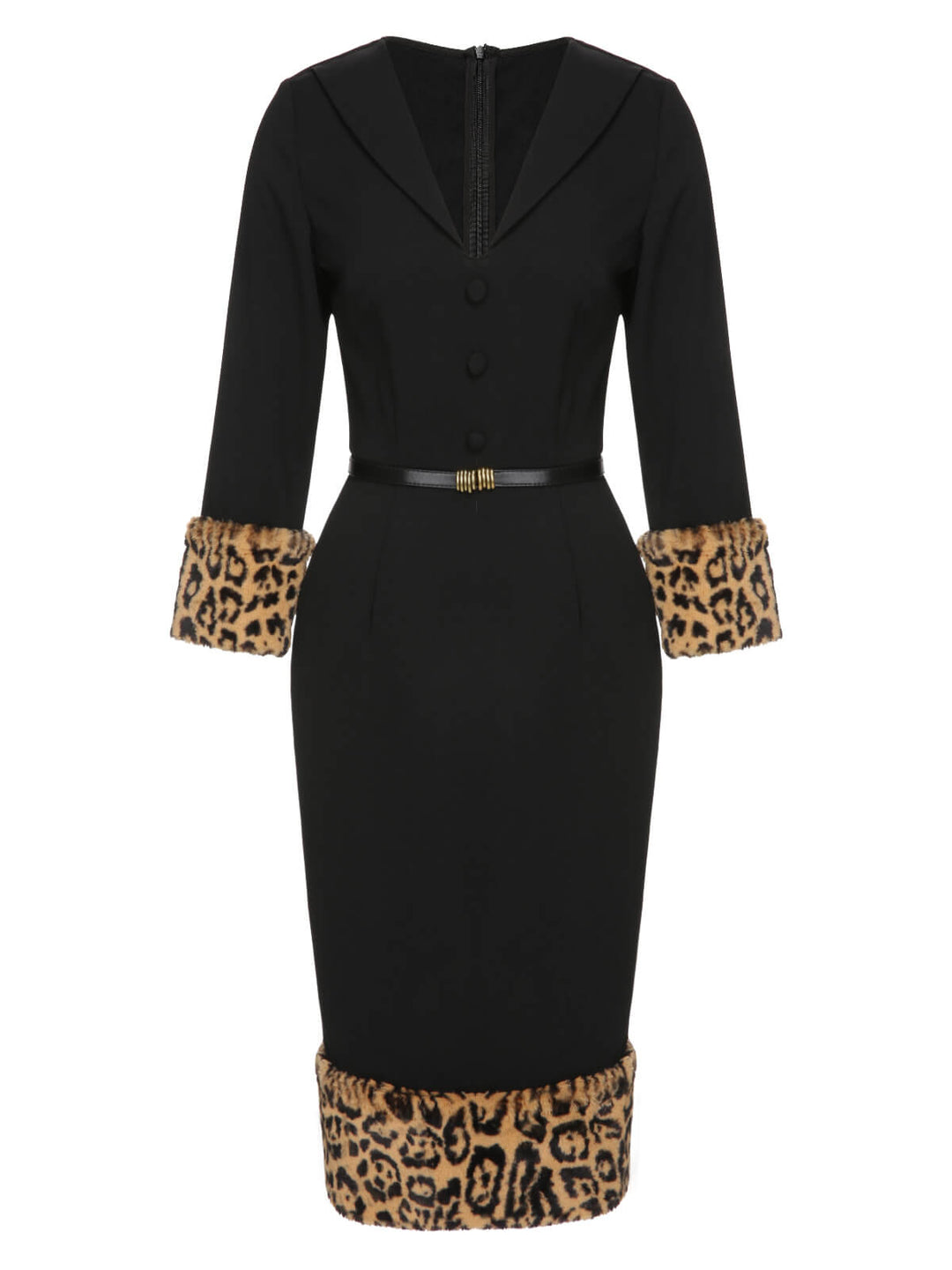1960s Leopard Plush VNeck Pencil | 1960s | vintage dress, retro fashion