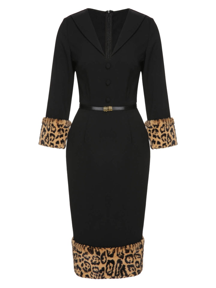 1960s Leopard Plush VNeck Pencil | 1960s | vintage dress, retro fashion