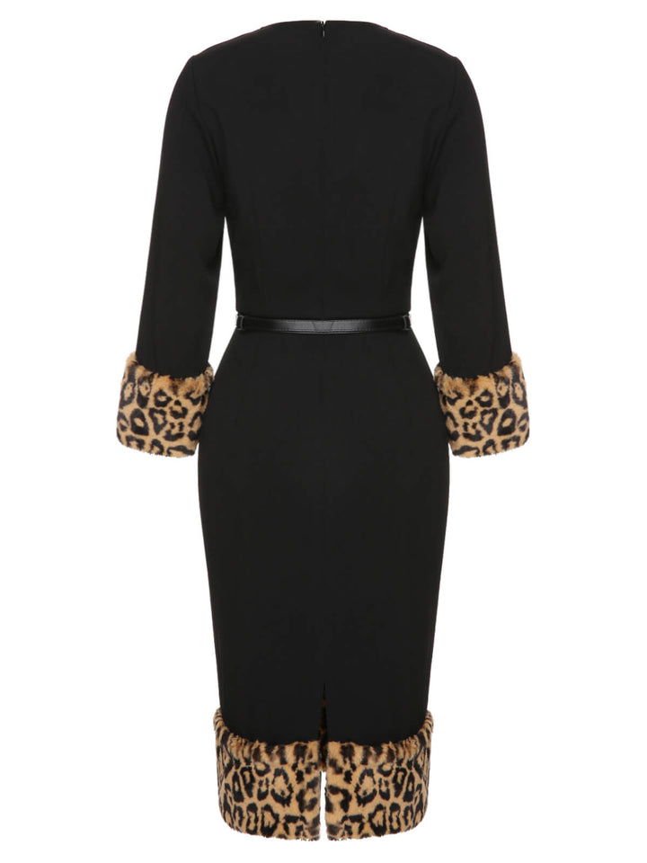 1960s Leopard Plush VNeck Pencil | 1960s | vintage dress, retro fashion