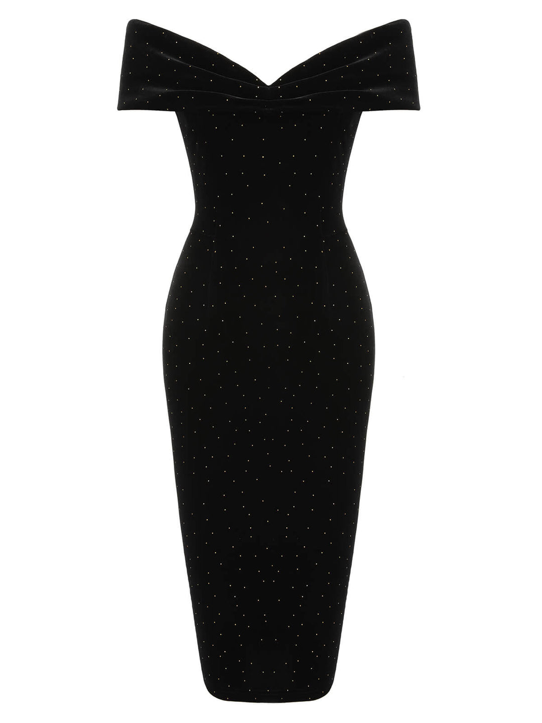 Black 1960s Off-Shoulder Rhinestones Velvet Dress, vintage dress, retro fashion - perfect for women who love vintage and retro fashion