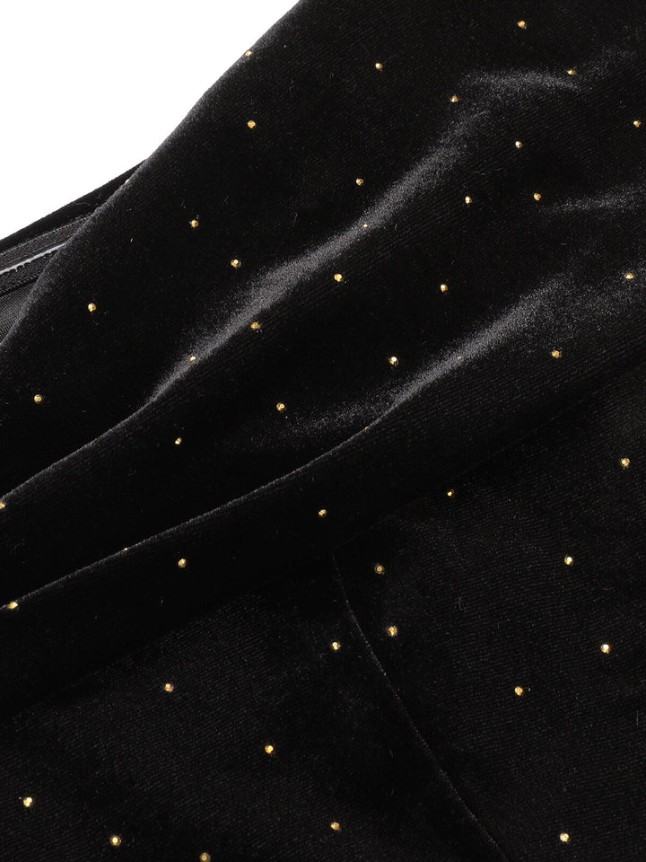 Black 1960s Off-Shoulder Rhinestones Velvet Dress, vintage dress, retro fashion - perfect for women who love vintage and retro fashion