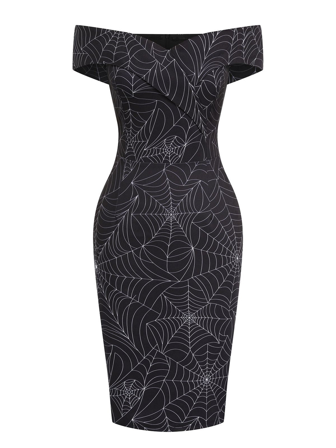 Black 1960s Off-shoulder Spider Web Dress, vintage dress, retro fashion - perfect for women who love vintage and retro fashion