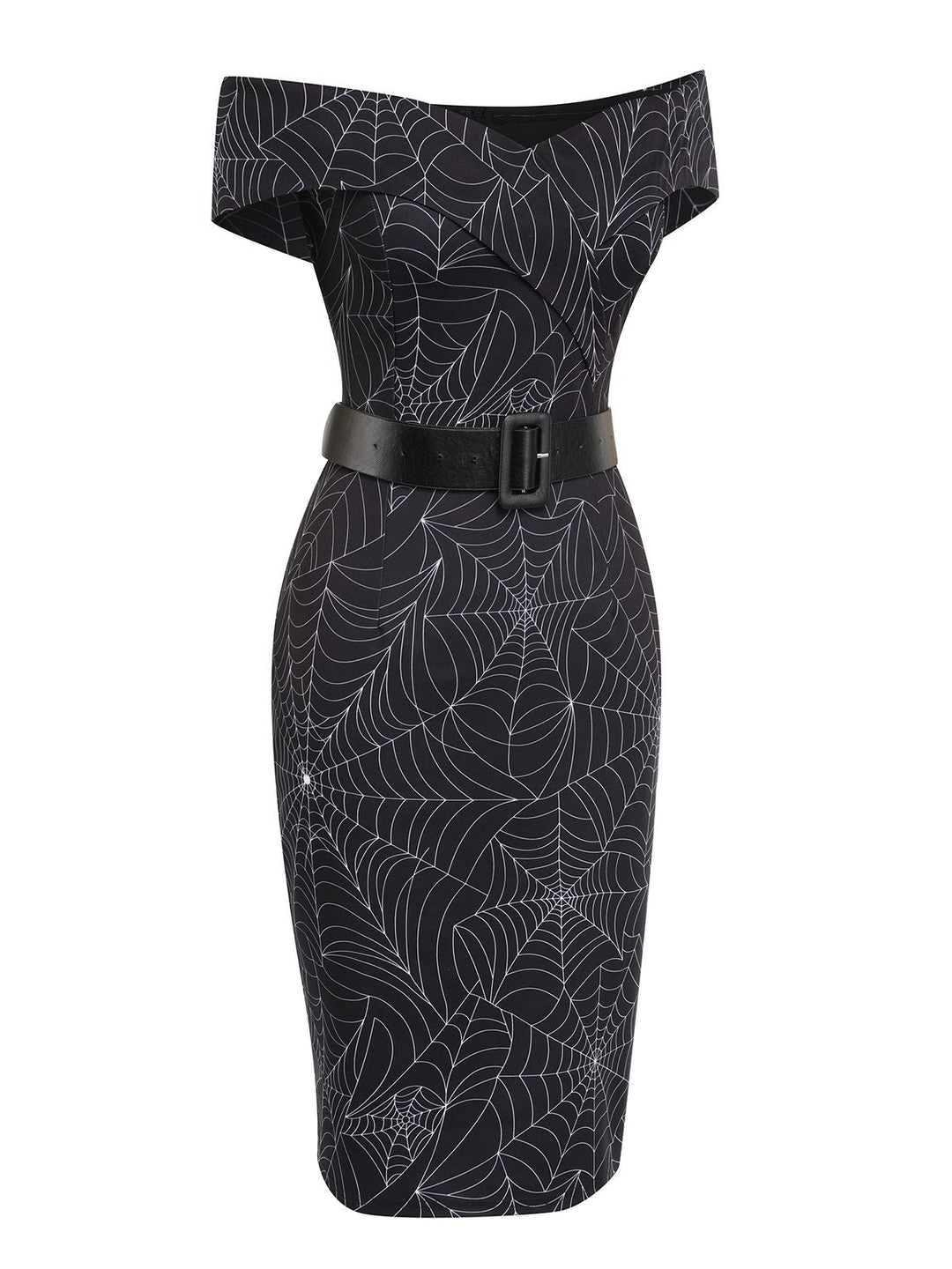 Black 1960s Off-shoulder Spider Web Dress, vintage dress, retro fashion - perfect for women who love vintage and retro fashion