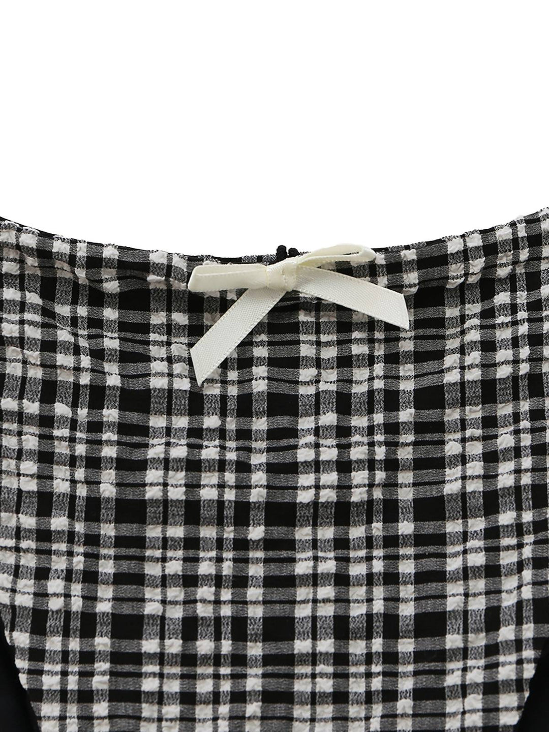 Black 1960s Plaid Deep V Halter Tankini Set - vintage fashion, retro style, classic black
