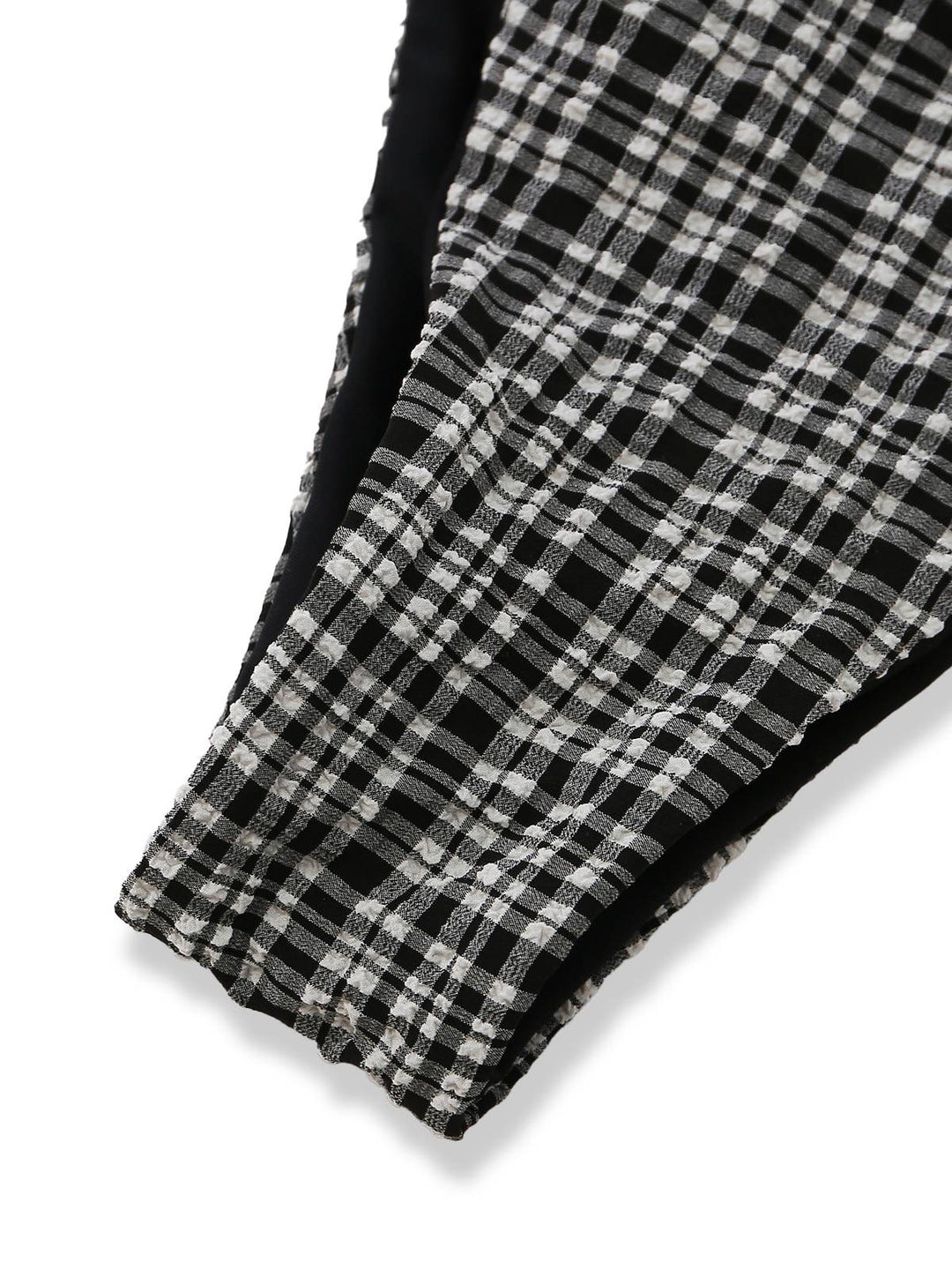 Black 1960s Plaid Deep V Halter Tankini Set - vintage fashion, retro style, classic black