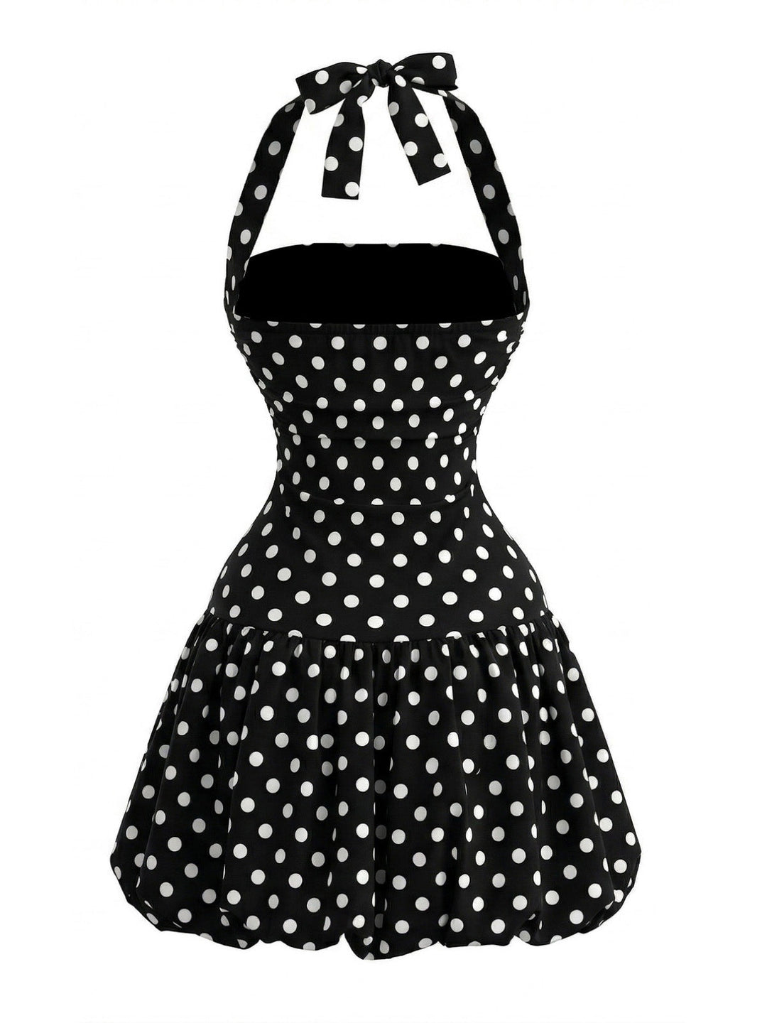 Black-1960s-Polka-Dot-Halter-Bubble-Dress, vintage, retro, dress