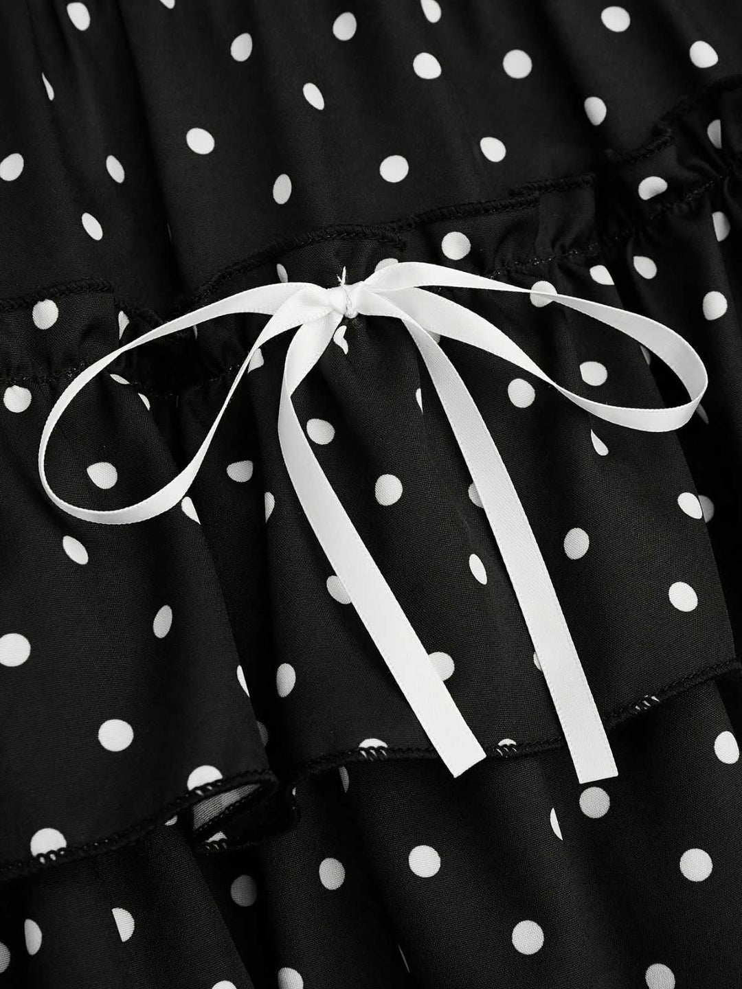 Black 1960s Polka Dot Lace Ruffle Mini Skirt - vintage skirt, retro style, classic black