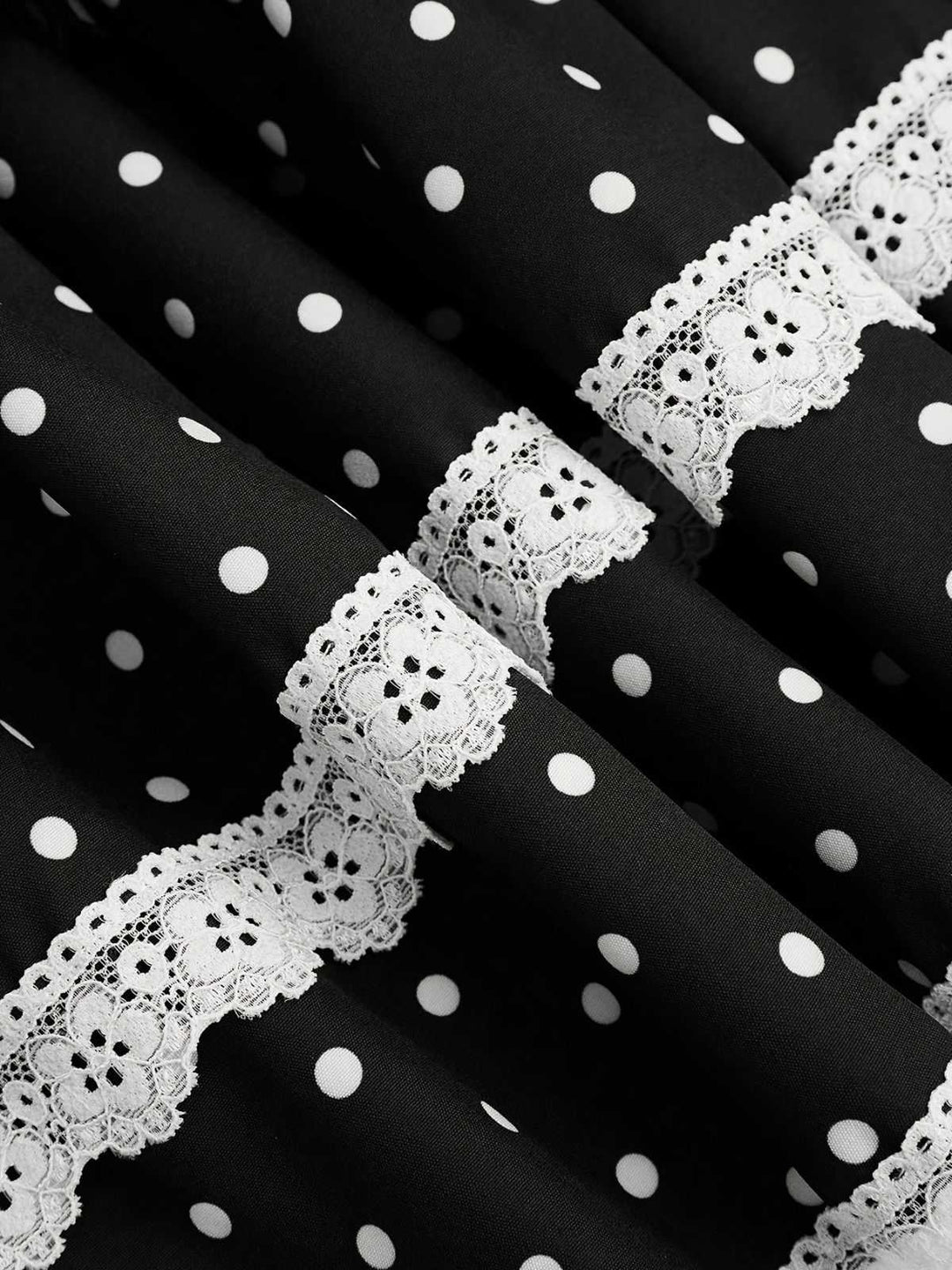 Black 1960s Polka Dot Lace Ruffle Mini Skirt - vintage skirt, retro style, classic black