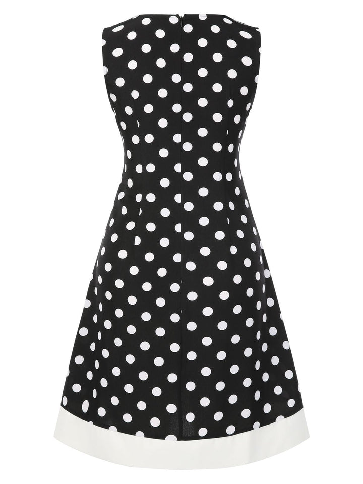 Black 1960s Polka Dot V-Neck Dress, vintage dress, retro fashion - perfect for women who love vintage and retro fashion