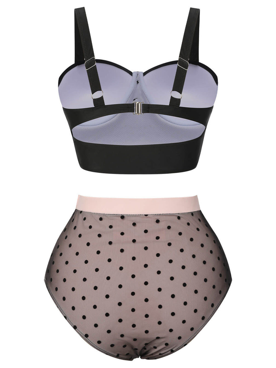 Black 1960s Polka Dots Mesh Swimsuit, vintage swimsuit, pin-up swimwear - perfect for women who love vintage and retro fashion