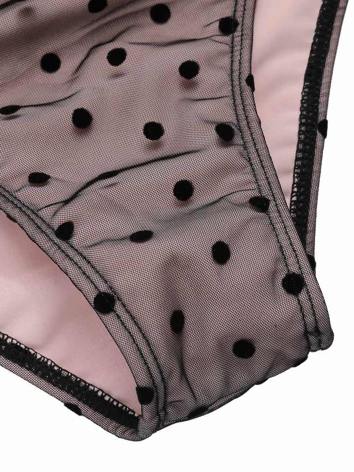 Black 1960s Polka Dots Mesh Swimsuit, vintage swimsuit, pin-up swimwear - perfect for women who love vintage and retro fashion