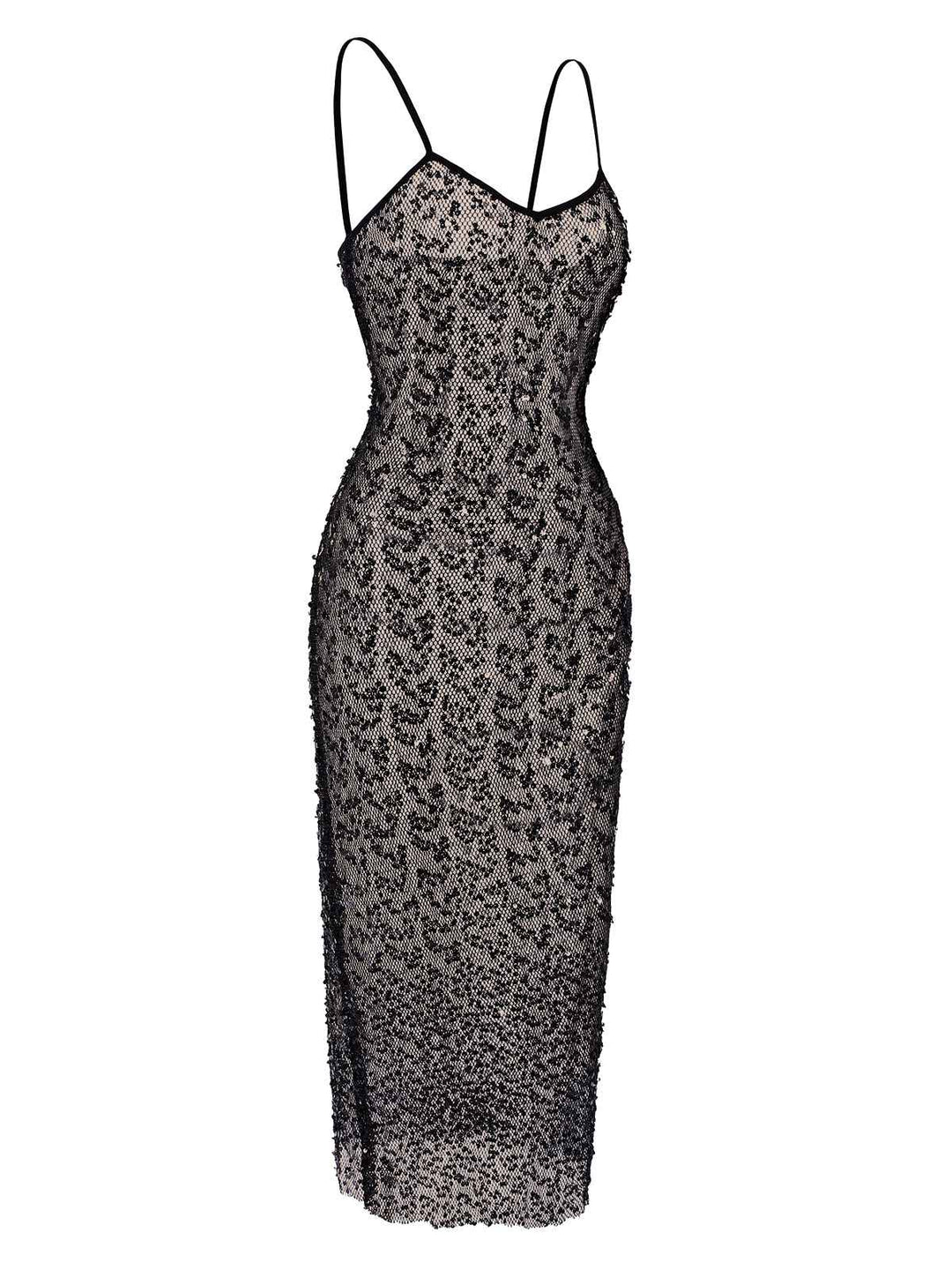 Black 1960s Sequined Spaghetti Straps Dress, vintage dress, retro fashion - perfect for women who love vintage and retro fashion