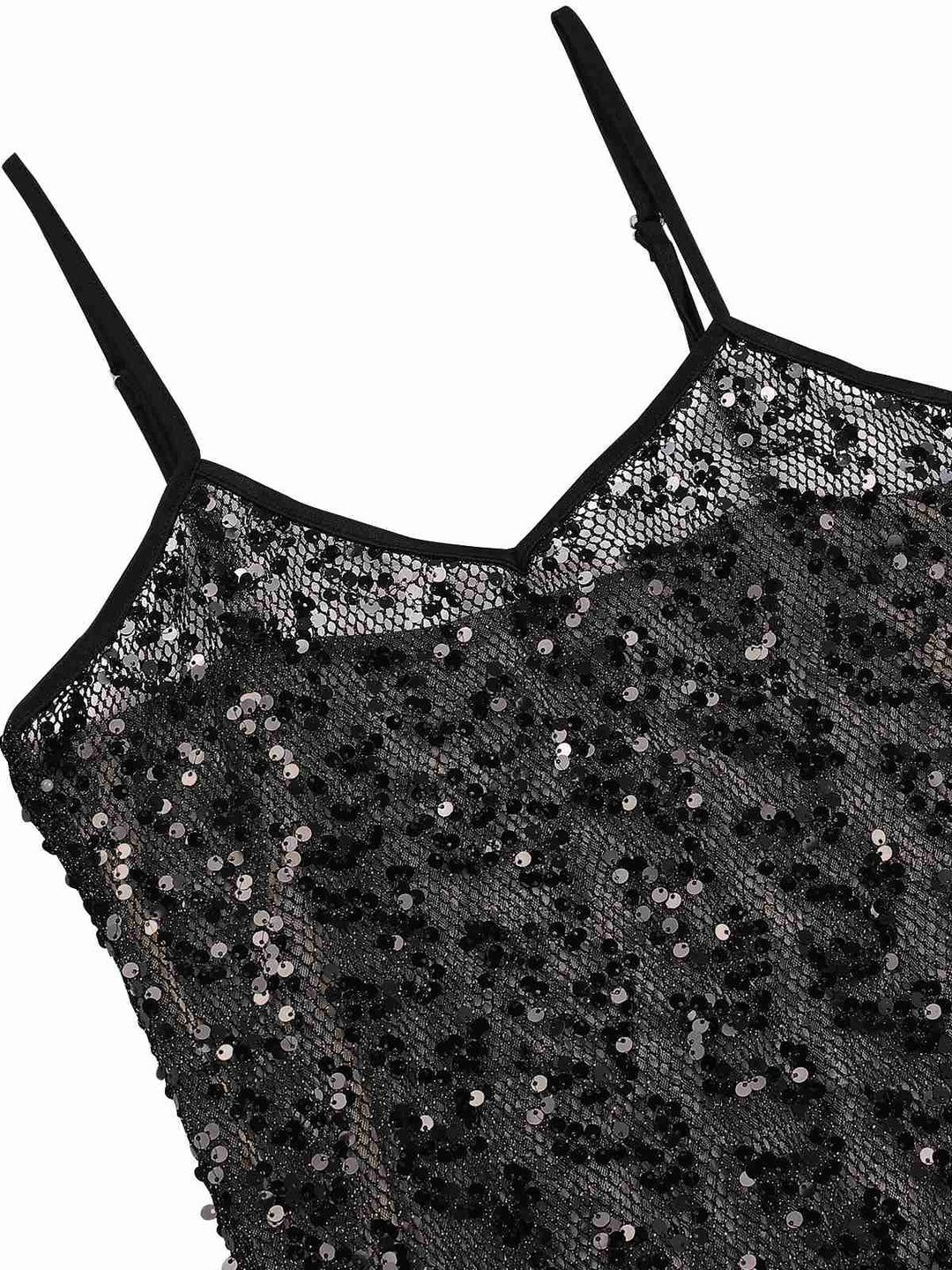 Black 1960s Sequined Spaghetti Straps Dress, vintage dress, retro fashion - perfect for women who love vintage and retro fashion