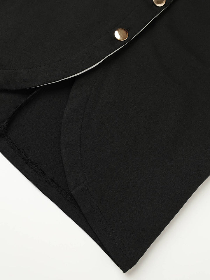 Black 1960s Sleeveless Lapel Button Bodycon Dress, vintage dress, retro fashion - perfect for women who love vintage and retro fashion