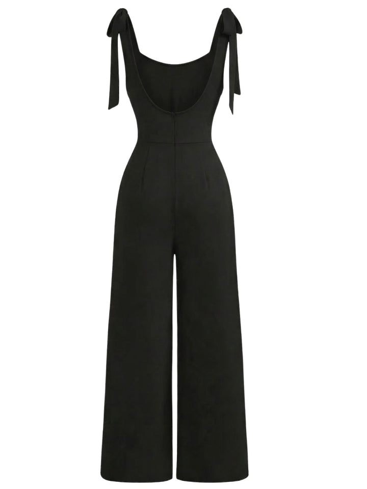 Black 1960s Sleeveless Spaghetti Strap Jumpsuit - vintage romper, retro jumpsuit for vintage lovers