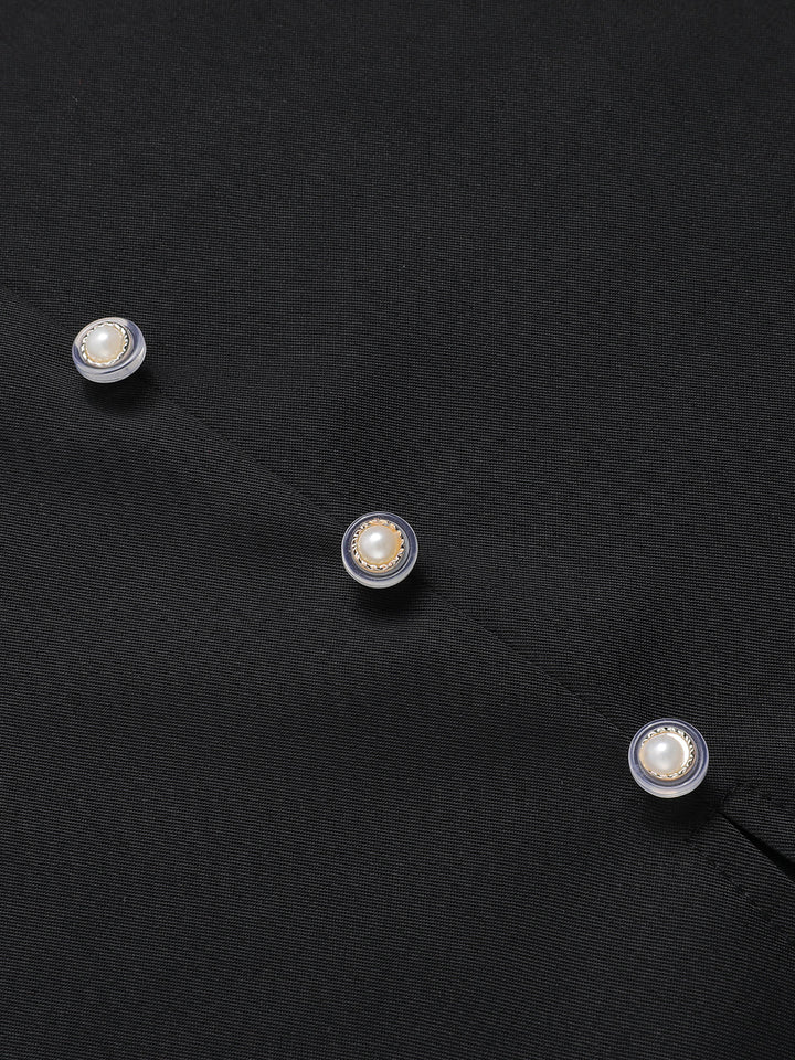 Black 1960s Solid Pearl Buttons Suspender Dress, vintage dress, retro fashion - perfect for women who love vintage and retro fashion