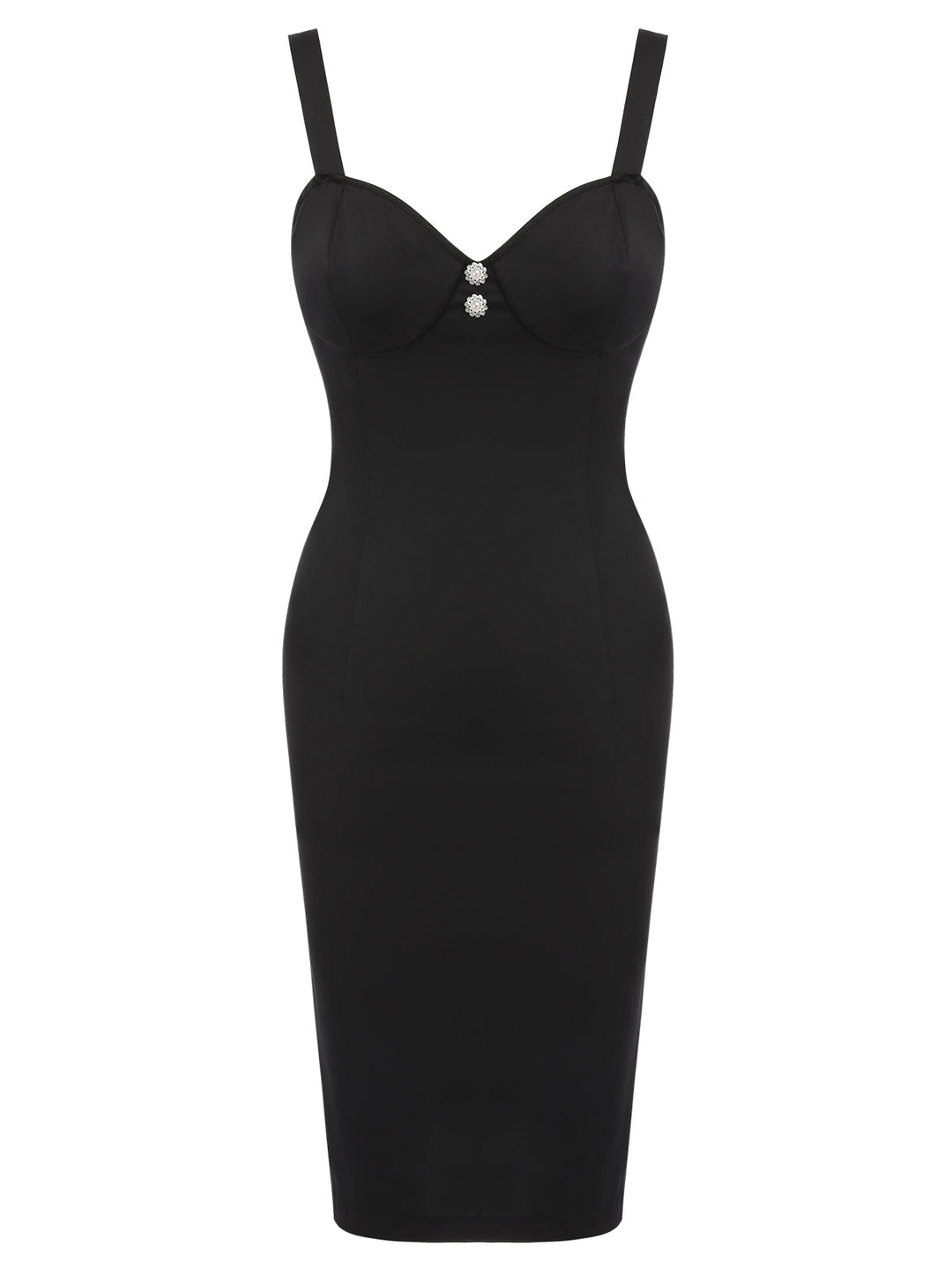 Black 1960s Solid Pearl Buttons Suspender Dress, vintage dress, retro fashion - perfect for women who love vintage and retro fashion