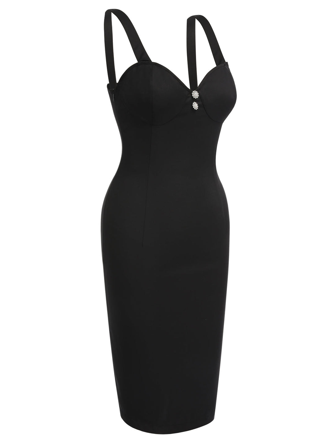 Black 1960s Solid Pearl Buttons Suspender Dress, vintage dress, retro fashion - perfect for women who love vintage and retro fashion