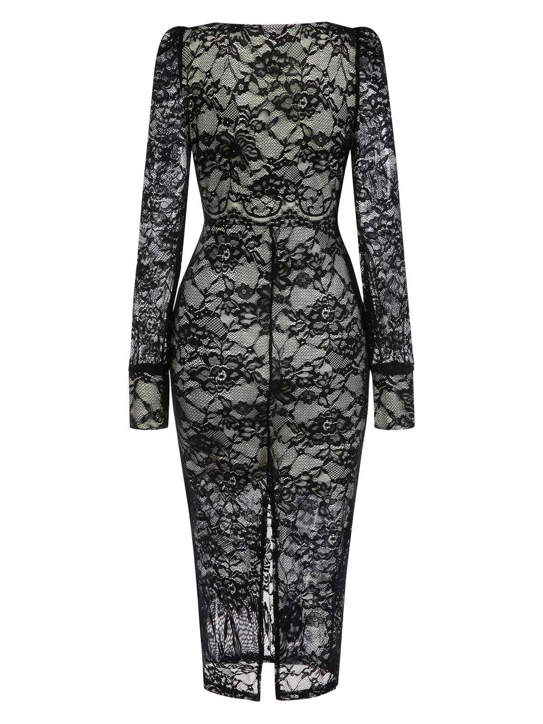 Black 1960s Square Neck Lace Bodycon Dress: where 1960s romance meets her modern spirit