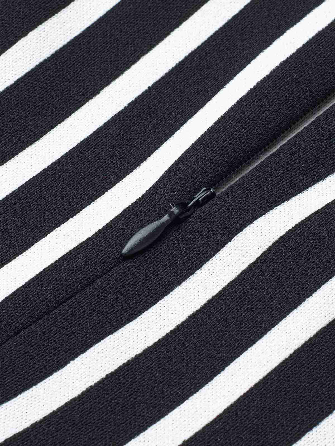 Black 1960s Striped Patchwork Lapel Pencil Dress, vintage dress, retro fashion - perfect for women who love vintage and retro fashion