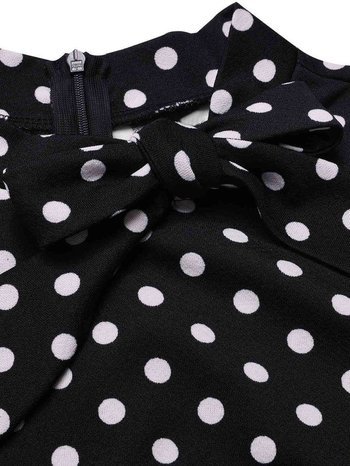 Black 1960s Tie Neck Polka Dots Dress, vintage dress, retro fashion - perfect for women who love vintage and retro fashion