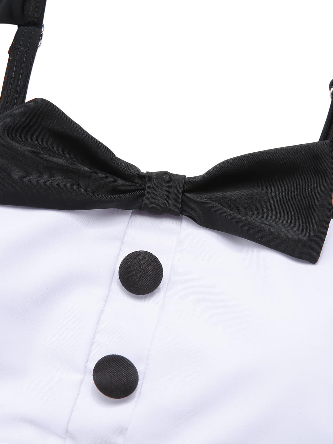 Black 1960s Tuxedo Ruffle Strap Swimsuit, vintage swimsuit, pin-up swimwear - perfect for women who love vintage and retro fashion