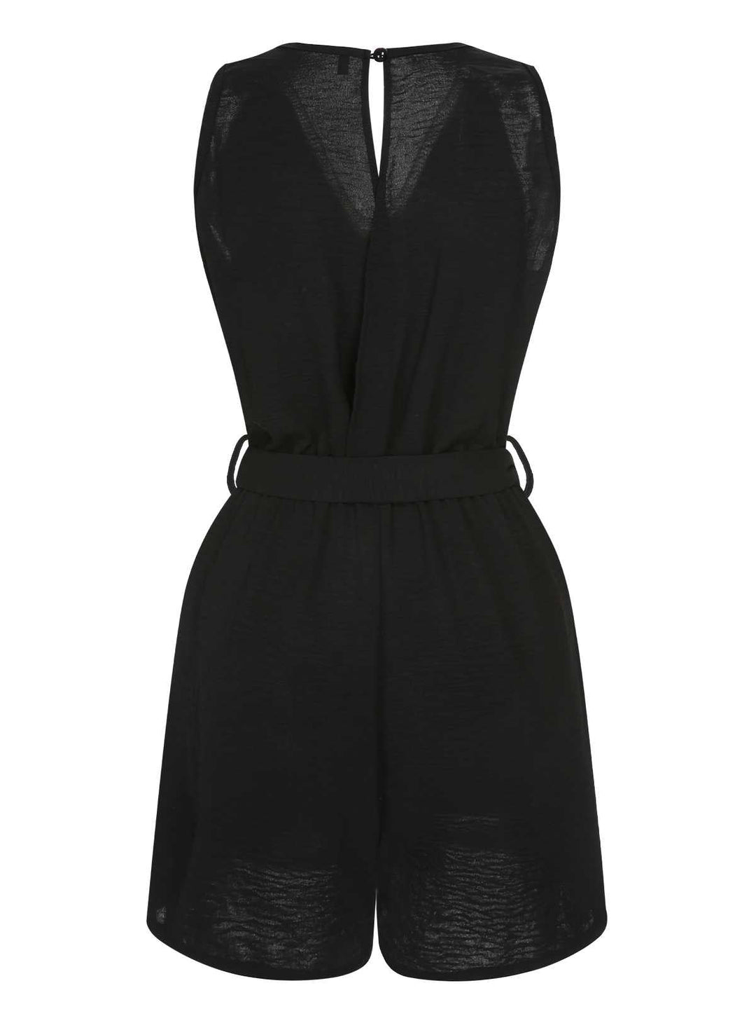 This Black 1960s V-Neck Belted Romper carries 1960s stories waiting to be told