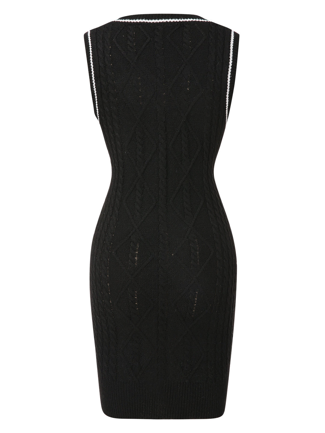 Black 1960s V-Neck Knitted Sleeveless Dress, vintage dress, retro fashion - perfect for women who love vintage and retro fashion