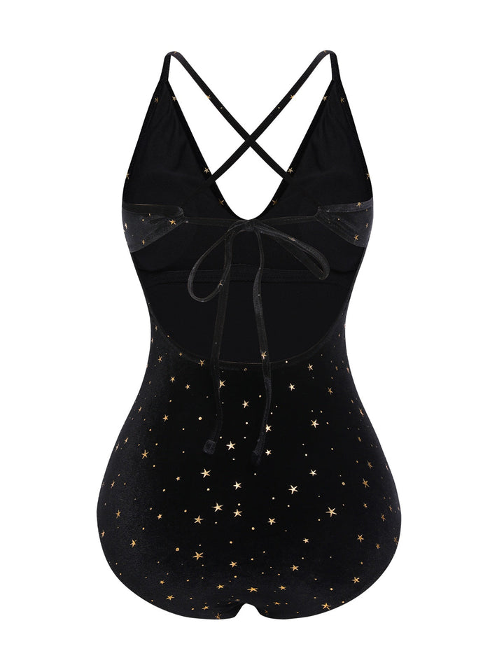 Velvet Back Cross Straps | vintage swimsuit, retro beachwear