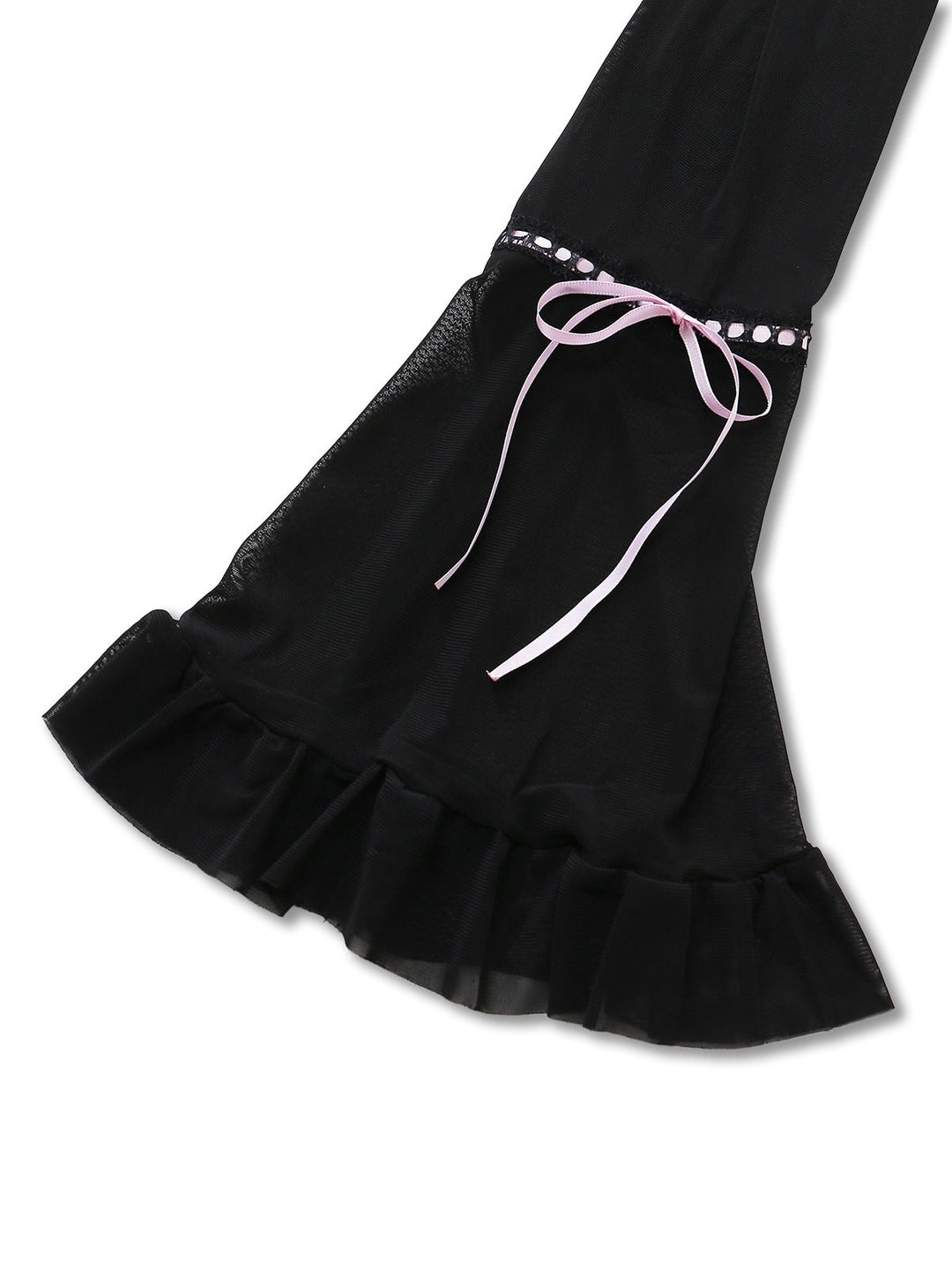 Black Bowknot Ruffled Sheer Nightdress - vintage dress, retro fashion, classic black