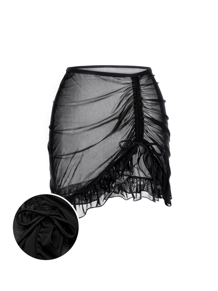 She finds her 1970s story in this Black 1970s Double-Layered Ruffled Cover-Up